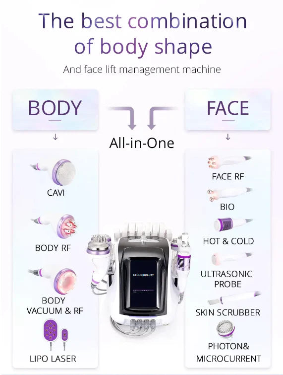 BEAUTE MORE 10 in 1 Cavitation Machine Cellulite Removal Radio Frequency Skin Lifting Beauty Equipment