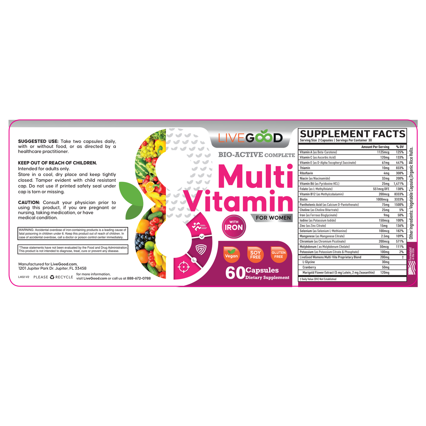 BIO-ACTIVE COMPLETE MULTI-VITAMIN FOR WOMEN WITH IRON