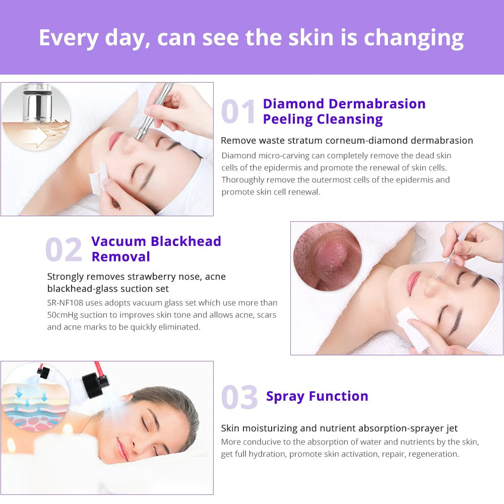 BRÜUN 3 in1 Diamond Microdermabrasion Dermabrasion Machine Tool Skin Peeling Face Care